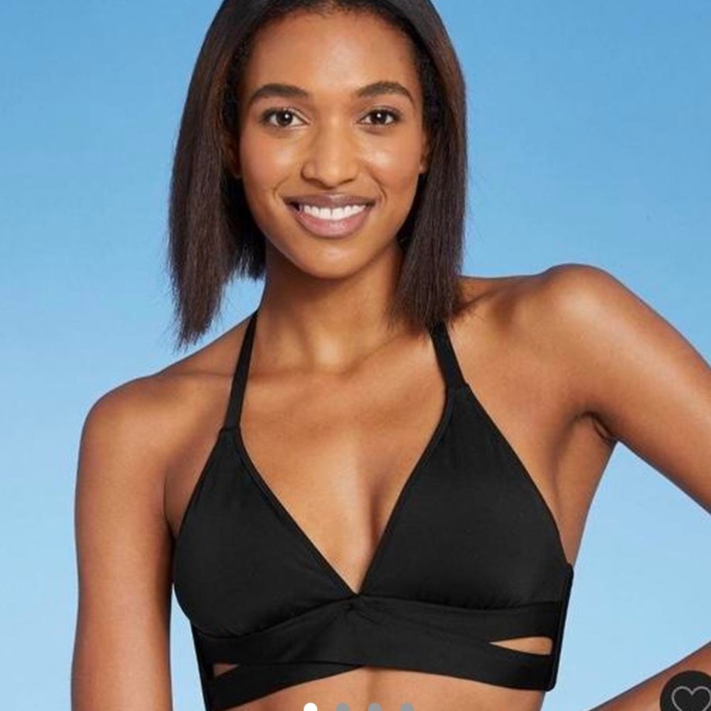Criss cross triangle v neck black bikini top target brand new